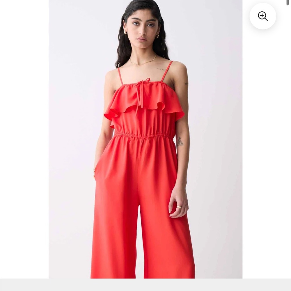 Dèluc - Boticas Ruffle Wide Leg Jumpsuit in Tangerine
